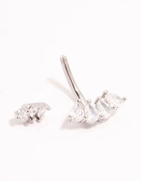 Surgical Steel Double Pear Cubic Zirconia Fan Belly Bar - link has visual effect only