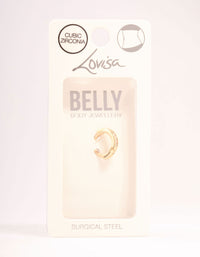 Gold Plated Surgical Steel Pave Cubic Zirconia Clicker Belly Bar - link has visual effect only