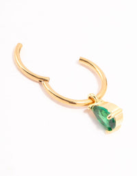 Gold Plated Surgical Steel Pear Green Diamante Drop Belly Bar - link has visual effect only
