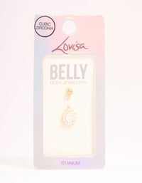 Gold Plated Titanium Cubic Zirconia Spiked Pear Belly Bar - link has visual effect only