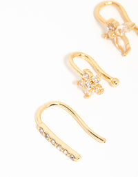 Gold Plated Nature Faux Nose Studs 3-Pack - link has visual effect only