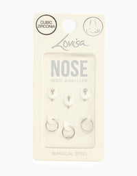 Surgical Steel Nose Stud & Spirals 6-Pack - link has visual effect only