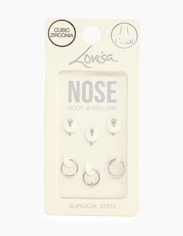 Surgical Steel Nose Stud & Spirals 6-Pack