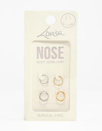 Mixed Metals Rope & Spiral Nose Rings 4-Pack - link has visual effect only