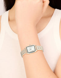 Silver Rectangle Roman Numeral Watch - link has visual effect only