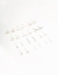 Silver Butterfly & Mixed Style Stud Earrings 12-Pack - link has visual effect only