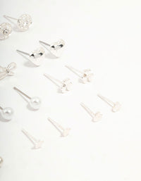 Silver Butterfly & Mixed Style Stud Earrings 12-Pack - link has visual effect only