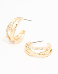 Gold Diamante Twisted Hoop Earrings - link has visual effect only