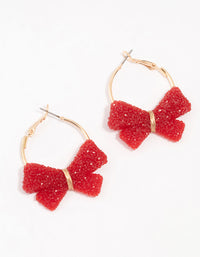 Red Bow Acrylic Hinge Hoop Earrings - link has visual effect only