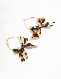 Cheetah Bow Fabric Hoop Earrings - link has visual effect only