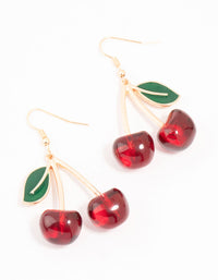 Cherry Leaf Acrylic Drop Earrings - link has visual effect only