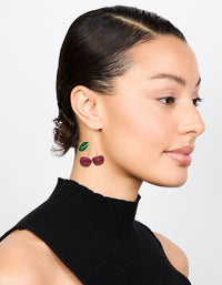 Cherry Leaf Acrylic Drop Earrings - link has visual effect only