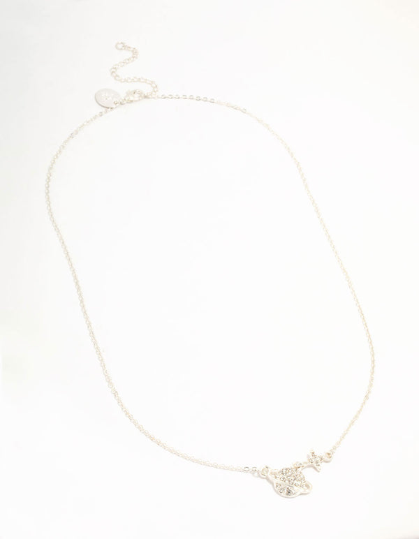Silver Planet Star Diamante Necklace