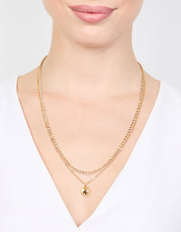 Gold Diamante & Puffy Heart Layered Necklace - link has visual effect only
