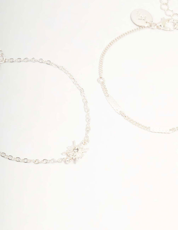 Silver Diamante Star & Moon Bracelets 2-Pack