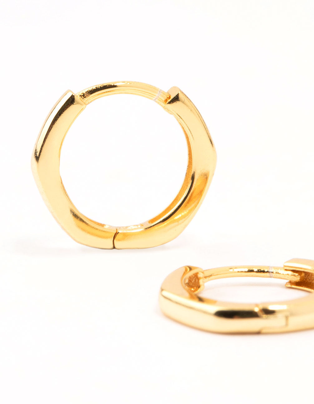 Gold Plated Sterling Silver Mini Hexagon Hoop Earrings