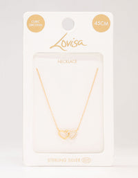 Gold Plated Sterling Silver Double Heart Cubic Zirconia Necklace - link has visual effect only