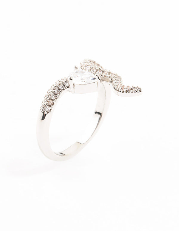 Silver Pave Cubic Zirconia Snake Ring
