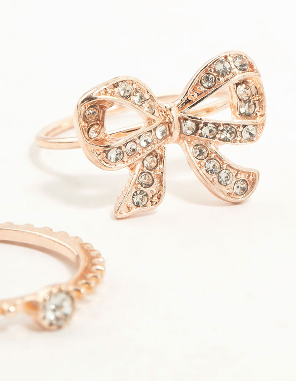 Rose Gold Precious Bow Rings 3-Pack