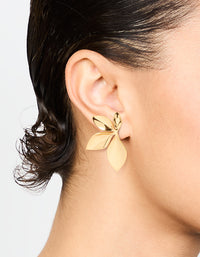 Waterproof Gold Plated Stainless Steel Leaf Cluster Stud Earrings - link has visual effect only