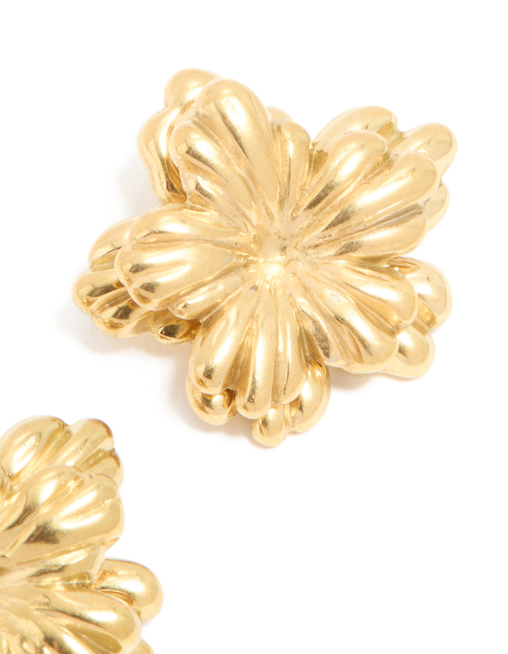 Waterproof Gold Plated Stainless Steel Floral Earrings