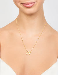 Waterproof Gold Plated Stainless Steel Pendant Bow Necklace - link has visual effect only