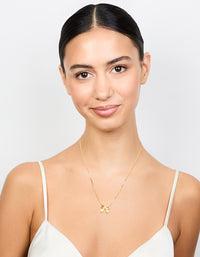 Waterproof Gold Plated Stainless Steel Pendant Bow Necklace - link has visual effect only