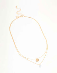 Gold Disc & Diamante Layered Necklace - link has visual effect only