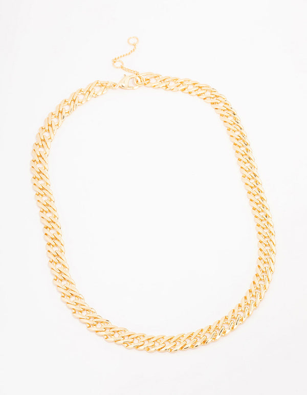 Gold Plated Flat Double Link Necklace