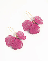 Pink Coated Metal Lasercut Petal Drop Earrings - link has visual effect only