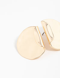 Gold Folded Molten Disc Stud Earrings - link has visual effect only