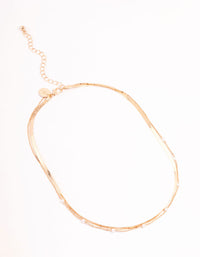 Gold Pearl & Snake Chain Layered Necklace - link has visual effect only