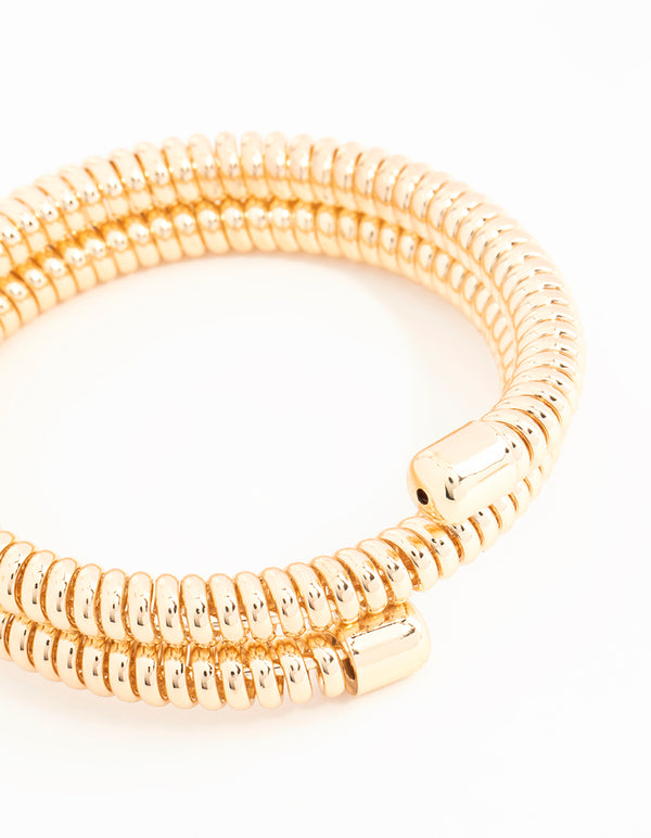 Gold Twisted Watch Link Style Wrist Cuff