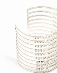 Silver Diamante Multirow Band Cage Wrist Cuff - link has visual effect only