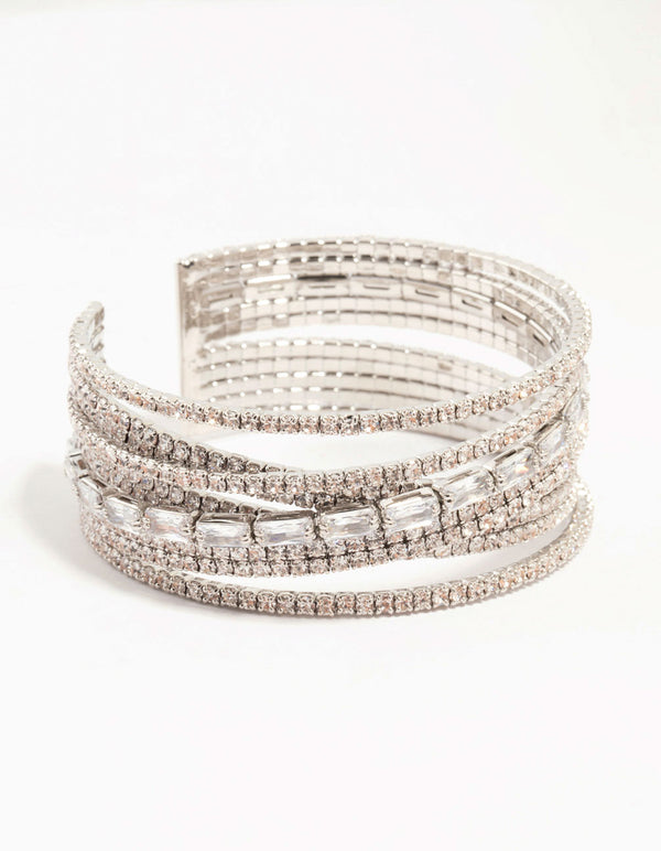 Silver Diamante Wrapped Wrist Cuff