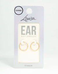 Gold Plated Titanium Sleeper Earrings 14 mm - link has visual effect only