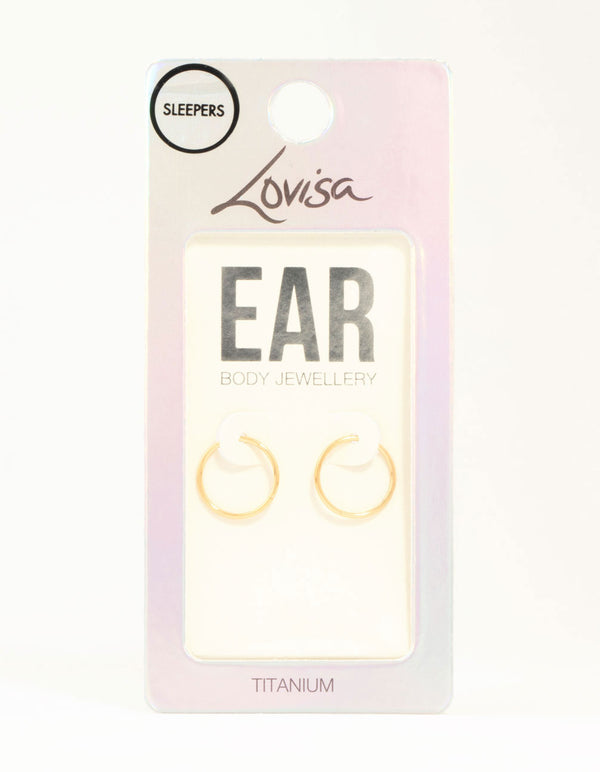 Gold Plated Titanium Sleeper Earrings 12 mm