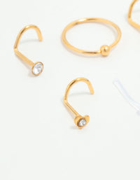 Gold Plated Titanium Mixed Cubic Zirconia Nose Piercings 6-Pack - link has visual effect only