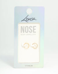 Gold Plated Titanium Cubic Zirconia & Spiral Nose Rings 2-Pack - link has visual effect only