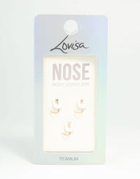 Gold Plated Titanium Classic Gem Nose Studs 3-Pack - link has visual effect only