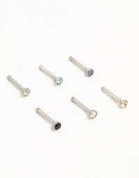 Multicoloured Titanium Nose Studs 6-Pack - link has visual effect only