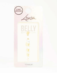 Gold Plated Titanium Graduating Cubic Zirconia Heart Drop Belly Bar - link has visual effect only