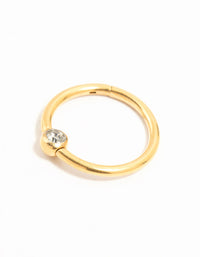 Gold Plated Titanium Bezel Cut Cubic Zirconia Belly Ring - link has visual effect only