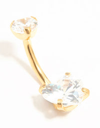 Gold Plated Titanium Diamante Love Heart Claw Belly Bar - link has visual effect only