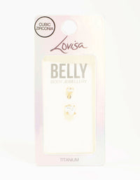 Gold Plated Titanium Diamante Love Heart Claw Belly Bar - link has visual effect only