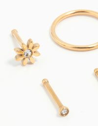 Gold Plated Titanium Flower Nose Studs & Nose Rings 6-Pack - link has visual effect only
