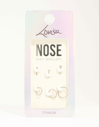 Titanium Fine Graduating Nose Stud & Ring 6-Pack - link has visual effect only