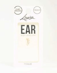 Gold Plated Titanium Cubic Zirconia Leaf Flat Back - link has visual effect only