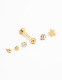 Gold Plated Titanium Diamante Star Flat Backs 6-Pack - link has visual effect only