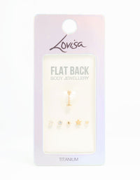 Gold Plated Titanium Diamante Star Flat Backs 6-Pack - link has visual effect only